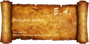 Butyka Andor névjegykártya