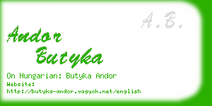 andor butyka business card
